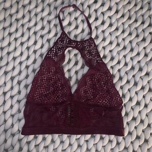 VS Lace Halter Bralette - Burgundy
